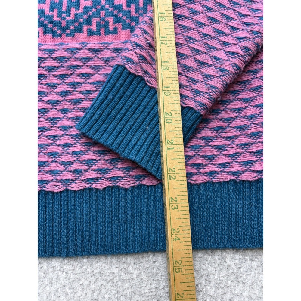 J.CREW Sweater Womens Small Pink Cashmere Geometric Crewneck Knit Pullover - Picture 6 of 13